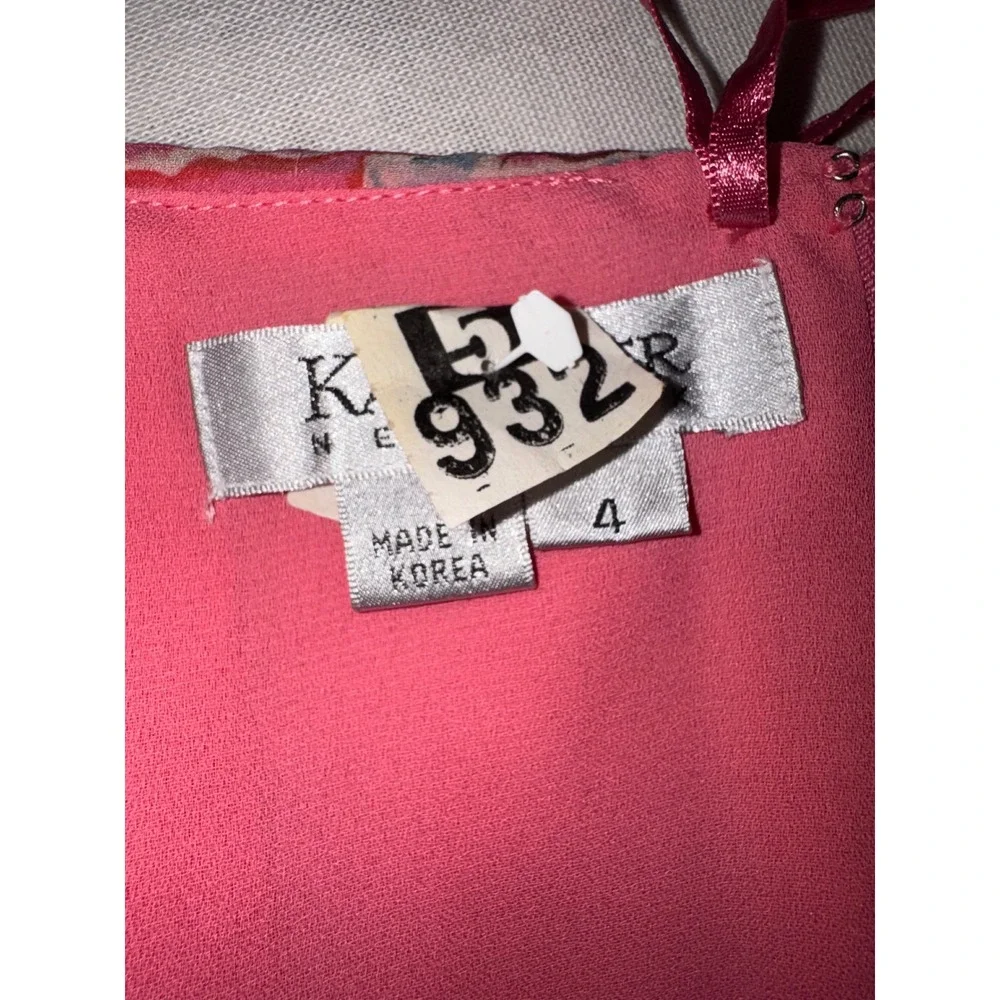 Kay Unger New York Pink Floral 100%Silk Ruffle Halter Maxi Dress Size 4 S#121249 - Picture 6 of 9